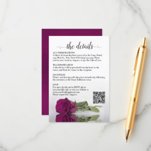 Hochzeitdetails Magenta Himbeere Rose QR Code Begleitkarte