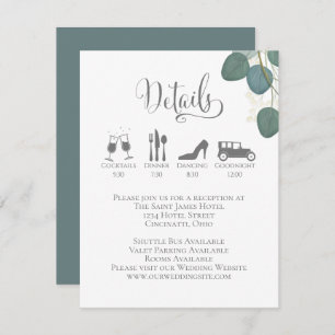 Hochzeitdetails mit Timeline Eukalyptus einfügen Begleitkarte