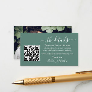 Hochzeitdetails QR Foto Eukalyptus Green Begleitkarte