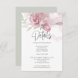 Hochzeitdetails Rosa Aquarellfarben Rose Einladung