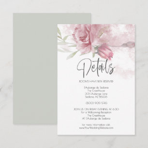 Hochzeitdetails Rosa Aquarellfarben Rose Einladung