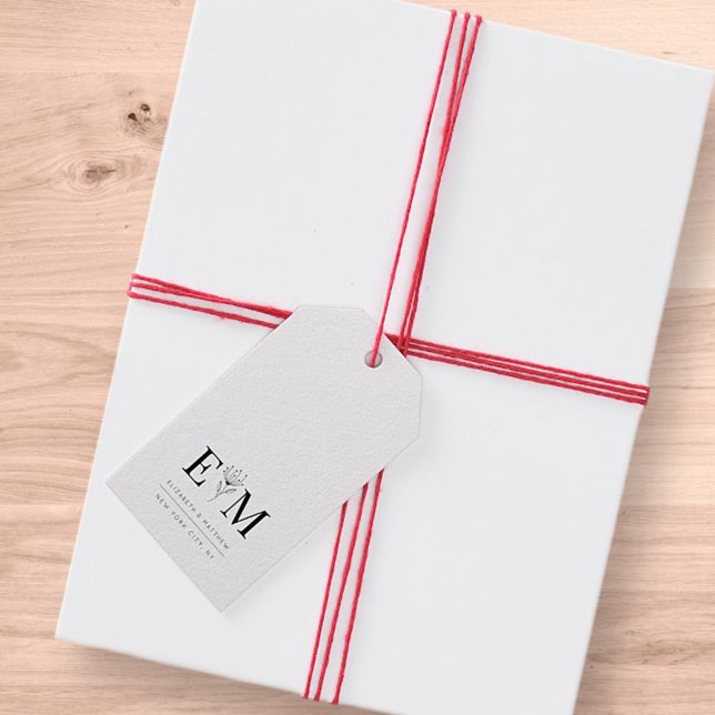 Hochzeitelegantes, modernes Monogramm-Blatt Geschenkanhänger (Von Creator hochgeladen)