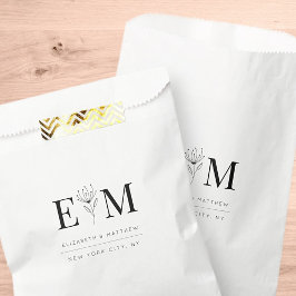 Hochzeitelegantes, modernes Monogramm-Blatt Geschenktütchen