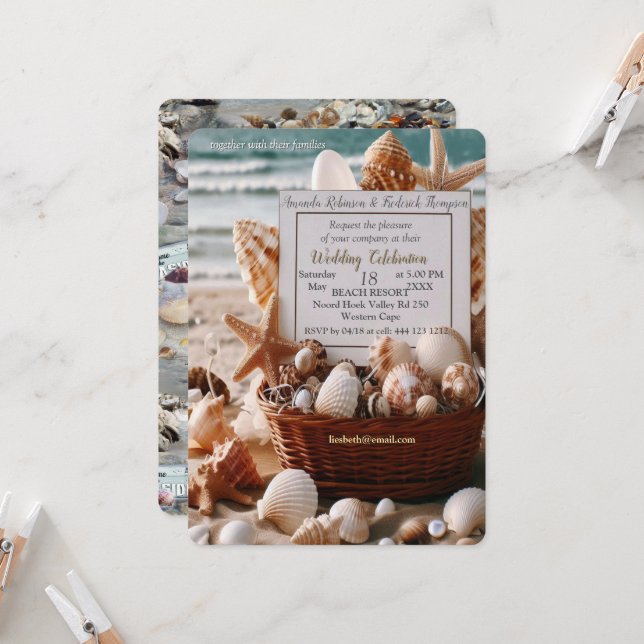 Hochzeiten am Meer am Strand Einladung (Vorderseite/Rückseite Beispiel)