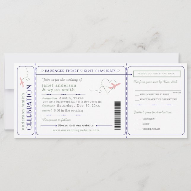Hochzeiten Einladung Boarding Pass UAwg Meetings (Vorderseite)