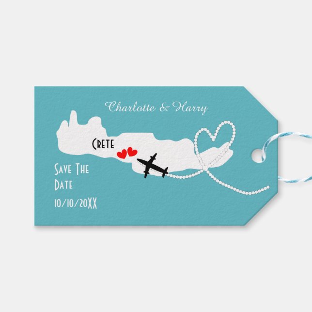 Hochzeiten im Ausland Save the Date Kreta Geschenkanhänger (Vorderseite (Horizontal))