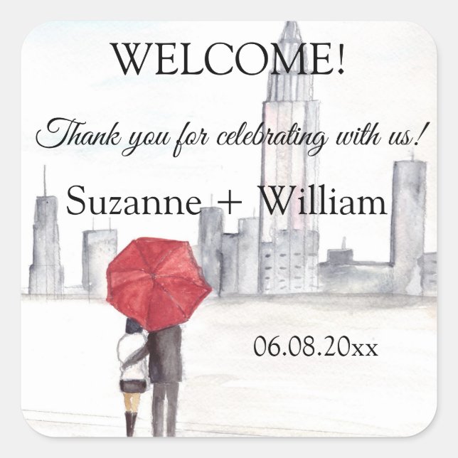 Hochzeiten in der Skyline von NEW YORK CITY Quadratischer Aufkleber (Vorderseite)