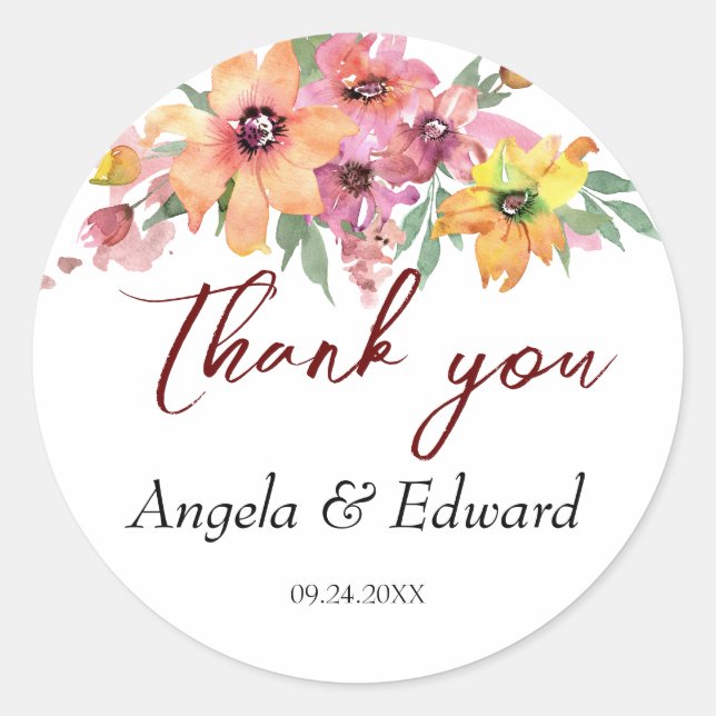 Hochzeiten in Gelb, Orange und Rosa Runder Aufkleber (Vorderseite)