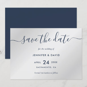 Hochzeiten in Navy und Silver Modern Save The Date