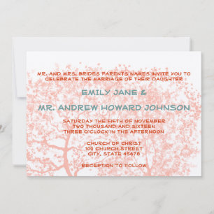 Hochzeiten in Orange und Aqua Tree Personalisiert Einladung