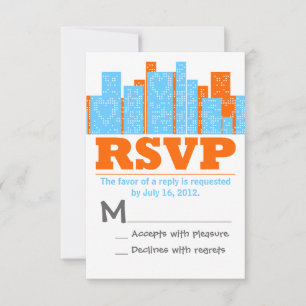 Hochzeiten in Orange- und Blauen RSVP-Karten der S RSVP Karte