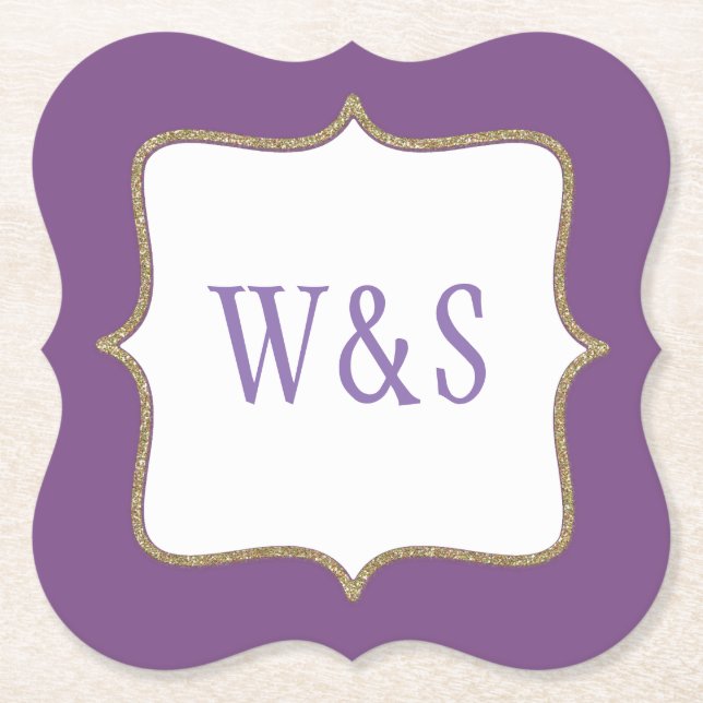 Hochzeiten Lila Mit Monogramm Untersetzer (Vorderseite)