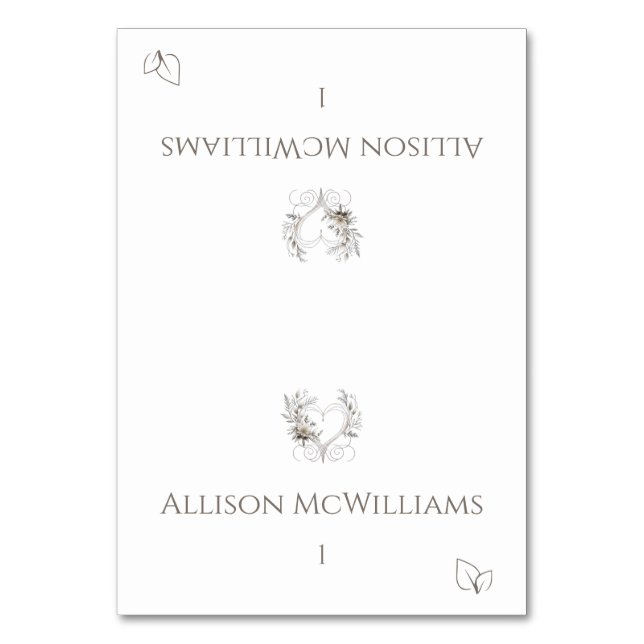 Hochzeiten Platzkarten-Vegetarisches Icon-Blume Tischnummer (Vorderseite)