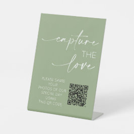 Hochzeiten QR Code Foto App Upload Sage Green Sockelschild