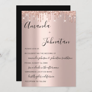 Hochzeiten Rose Gold Monogram Tropfen Schwarz-weiß Einladung