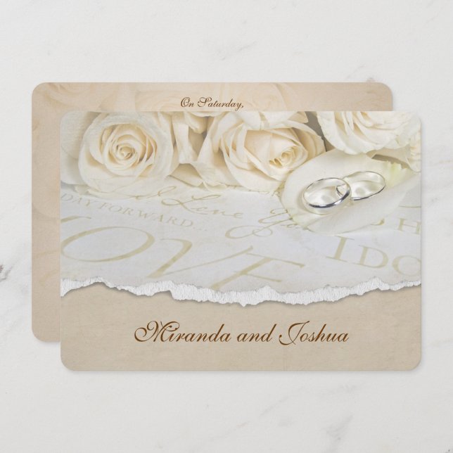 Hochzeiten und Rose Einladung (Vorne/Hinten)