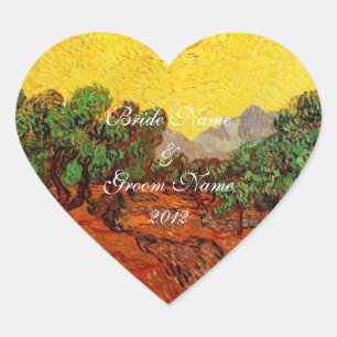 Hochzeiten,Vincent van Gogh Olivenbäume Herz-Aufkleber