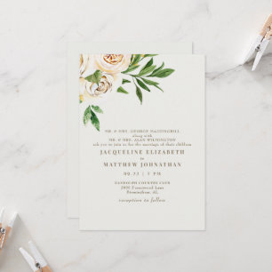 Hochzeiten von Cream Floral Peonies Einladung