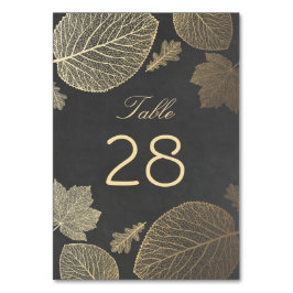 Hochzeiten von Gold- und Chalkboard-Herbstlauben Tischnummer