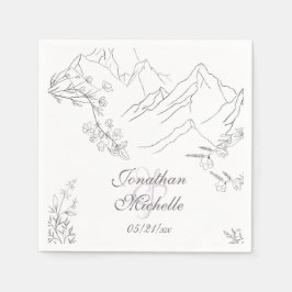 Hochzeiten von hübschen Bergen, Blume und Branchen Serviette