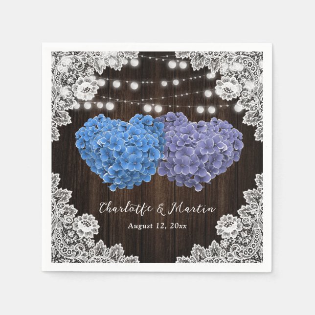 Hochzeiten von lila und blauen Blumenhörnchen Serviette (Vorderseite)