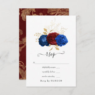 Hochzeiten von Marine, Rot und Gold RSVP Karte
