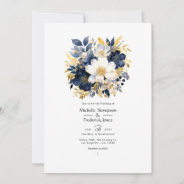 Hochzeiten von Marine, Weiß und Gold Einladung
