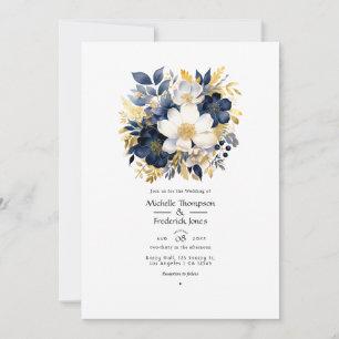 Hochzeiten von Marine, Weiß und Gold Einladung