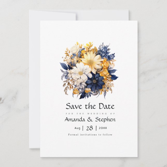 Hochzeiten von Marine, Weiß und Gold Save The Date (Vorderseite)