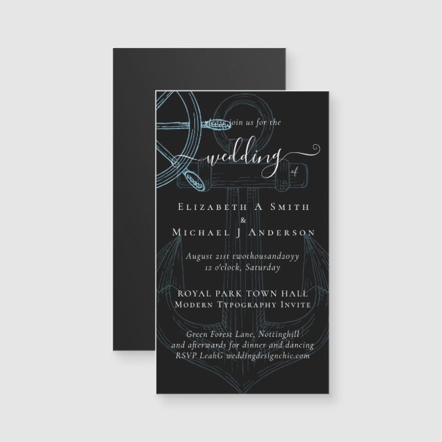 Hochzeiten von Nautical Ships Wheding Magnetkarte (Vorne/Hinten)