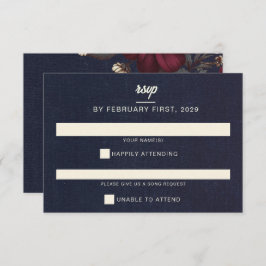 Hochzeiten von Navy Blue und Burgund RSVP Karte
