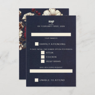 Hochzeiten von Navy Blue und Burgund RSVP Karte