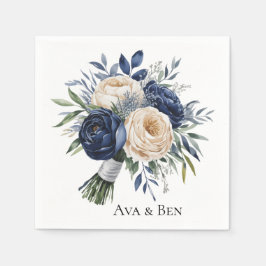Hochzeiten von Navy Blue und Elfenbein Serviette