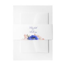 Hochzeiten von Navy und Pink Watercolor-Blume Einladungsbanderole