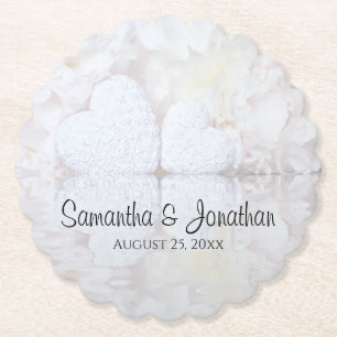 Hochzeiten von White Hearts und Peony Blume Untersetzer