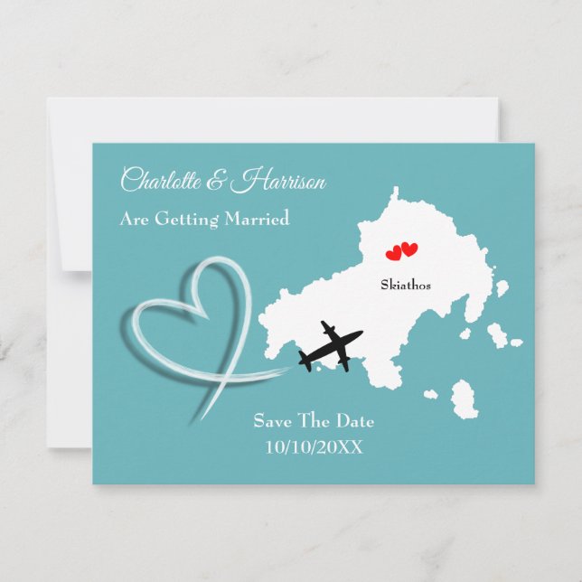 Hochzeiten Zielort Skiathos Save the Date (Vorderseite)