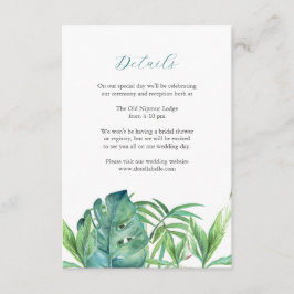 Hochzeitenpflege Tropische Palme-Blätter Begleitkarte