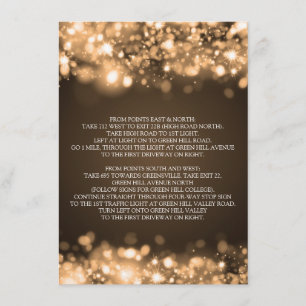 Hochzeitfahrten mit glitzernden Lichtern Gold Begleitkarte