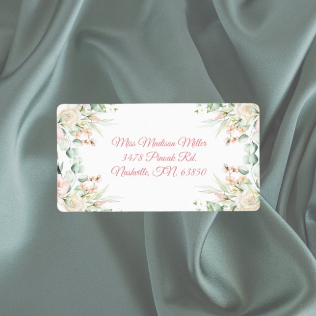 Hochzeitflorale Elegant Rosa Chic Datum Anschrift (Von Creator hochgeladen)