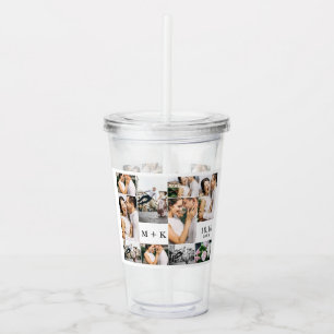 Hochzeitfokus mit Monogramm und Datum Acryltrinkbecher