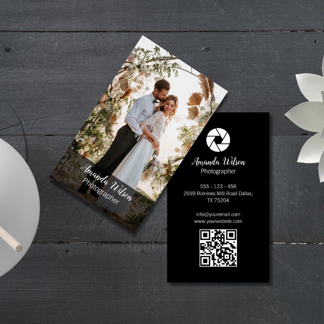 Hochzeitfotograf, florales Foto QR-Code Visitenkarte (Von Creator hochgeladen)