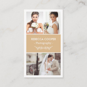 Hochzeitfotografie Collage Elegant Toffee Farbe Visitenkarte