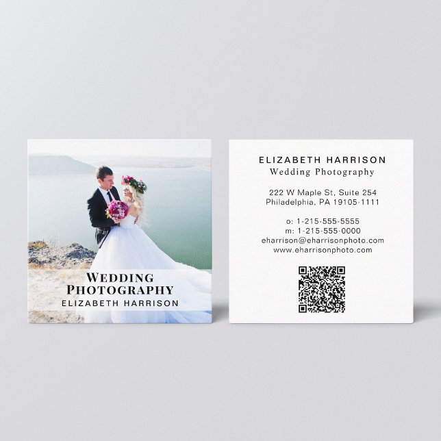 Hochzeitfotografie QR Code Berufliches Foto Quadratische Visitenkarte (Von Creator hochgeladen)