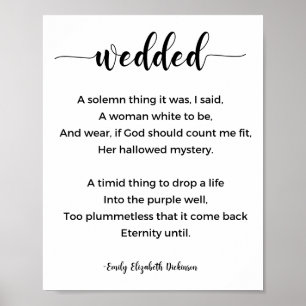 Hochzeitgedicht von Emily Elizabeth Dickinson Post Poster