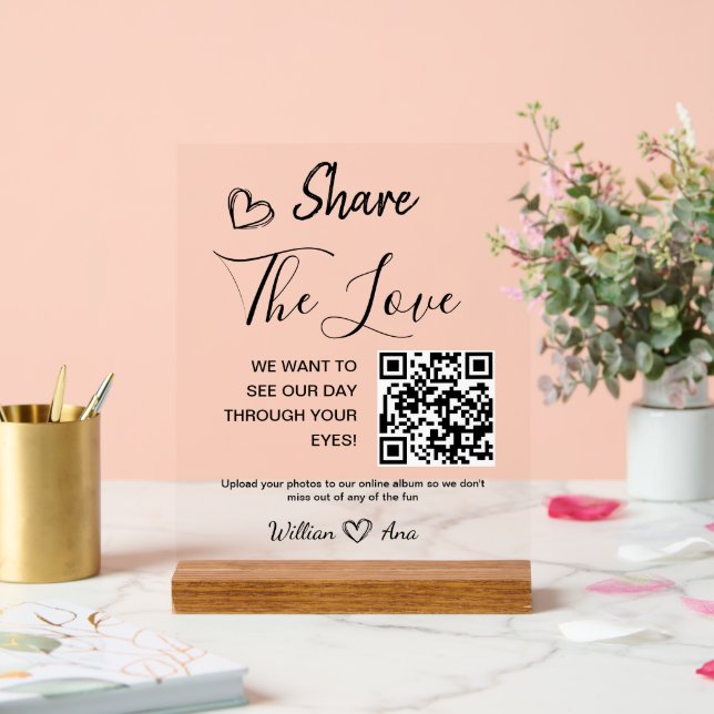 Hochzeitgemeinsamen Einsatz der Liebe QR Code Tabl Acrylschild (Hochzeit)