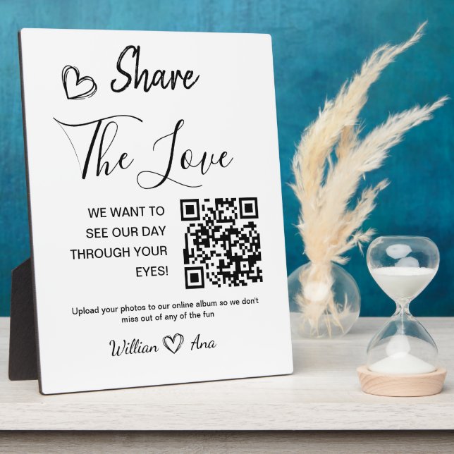 Hochzeitgemeinsamen Einsatz der Liebe QR Code Tabl Fotoplatte (Seite)