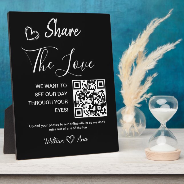 Hochzeitgemeinsamen Einsatz der Liebe QR Code Tabl Fotoplatte (Seite)