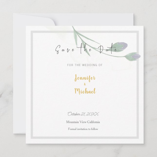 HochzeitGold-Farbkalligraphie-Skript Save the Date Einladung (Vorderseite)