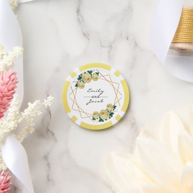 HochzeitGold Glitzer Geo Gelbe Blumenbezeichnungen Pokerchips (Hochzeit)