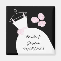 Hochzeitgown Pink 'Name und Datum' schwarz